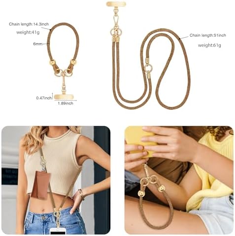 Crystal Phone Strap Crossbody and Wrist Lanyard, Anti Theft Layered & Wrist Strap Cell Phone Neck for Women - Image 5