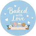 Baked with Love Stickers 120PCS 1.6 Inch Round Baking Labels for Cookies Cupcakes Dessert Table Treat Bags Gift Wrapping Birthday Party Candy Bags Homemade Packaging Small Business (Blue) by Japrex
