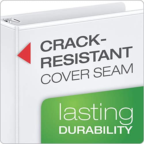 Cardinal 3 Ring Binder, 6 Inch Heavy Duty XtraLife Binder, Locking Slant-D Rings, Crack-Resistant Cover & Spine, ClearVue Covers with Shelf Pull, Holds 1,300 Sheets, White (26366) - Image 2