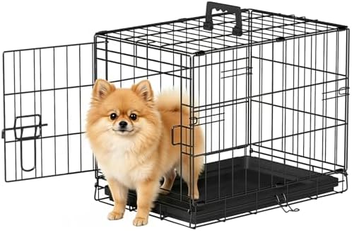 FDW | 18" Foldable Metal Dog Crate | Black | Cage for Small Dogs by FDW