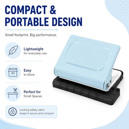 10 Hole Punch Binding Machine Kit for Planner (Blue) with 10 Multi-Color Spiral Coils, Adjustable A4 A5 B5 Paper Puncher, DIY Notebook Scrapbook Maker for Home Office School Organization - Image 2