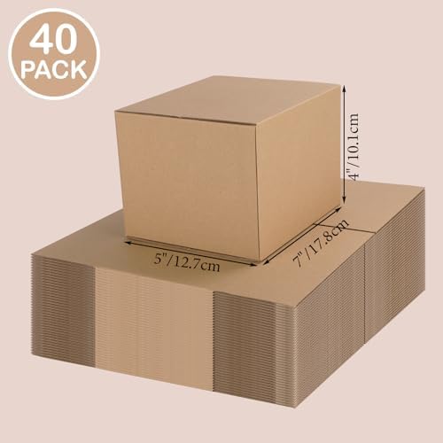 EdenseeLake 40 Pack 7x6x5 inches Shipping Boxes Small Cardboard Boxes for Packing, Moving, Mailing, Brown - Image 2