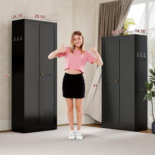 AQY Metal Pantry Cabinet, 61" Black Kitchen Storage Cabinet with Doors - Image 2