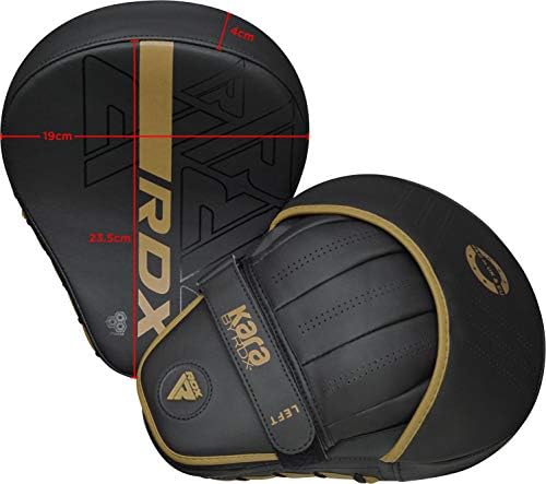 RDX Boxing Pads Curved Focus Mitts, Maya Hide Leather Kara Hook and jab Training Pads, Adjustable Strap Ventilated, MMA Muay Thai Kickboxing Coaching Martial Arts Punching Hand Target Strike Shield - Image 3