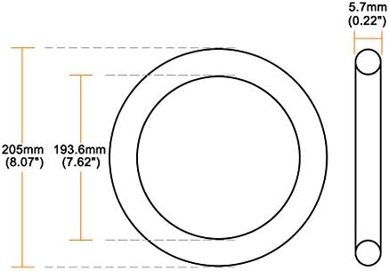 uxcell Nitrile Rubber O-Rings 205mm OD 193.6mm ID 5.7mm Width, Metric Sealing Gasket, Pack of 1 - Image 2