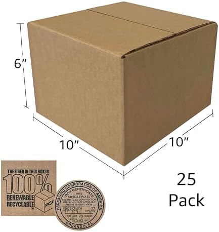 Corrugated Mail & Shipping Boxes, 10x10x6 inch, 25 pack - Image 2