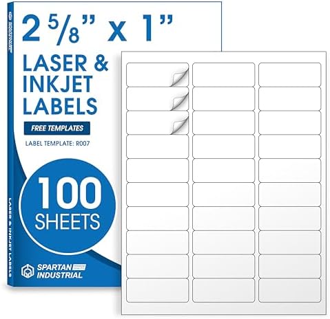1" X 2 5/8" Matte White Printable Address Labels by SpartanIndustrial