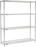Nexel Adjustable Wire Shelving Unit, 4 Tier, Commercial Dry Storage Rack, 18" x 72" x 74", Chrome by Nexel