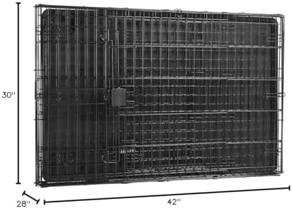 Amazon Basics Portable, Collapsible Metal Wire Dog Crate with Removable Tray, Double Door, Easy to Assemble, Divider Panel for Large Dogs, 42" x 28" x 30", Black - Image 5