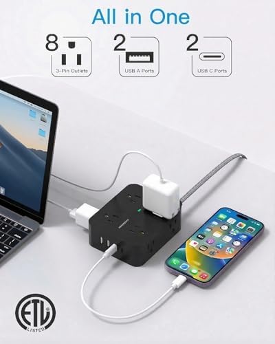 HANYCONY Extension Cord 25 Ft, Power Strip Surge Protector, Long Cord - Image 2