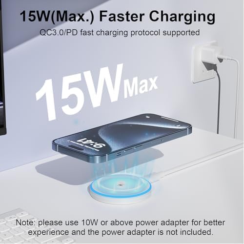 MagSafe Charger 15W Magnetic Wireless Charger Fast Charging Pad Compatible with iPhone 17/16/15/14/13/12 Series & AirPods 4/3/2/Pro Magnetic MagSafe Charging Pad with Dual Ports - Image 2