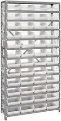 Quantum Storage Systems 1275-107CL Solid Heavy Duty 13 Shelves 48 Economy Clear Bins 75" H x 36" W x 12" D by QuantumStorageSystems