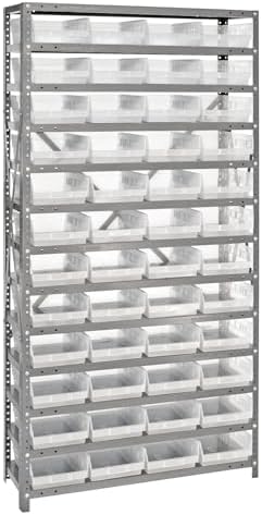 Quantum Storage Systems 1275-107CL Solid Heavy Duty 13 Shelves 48 Economy Clear Bins 75" H x 36" W x 12" D by QuantumStorageSystems