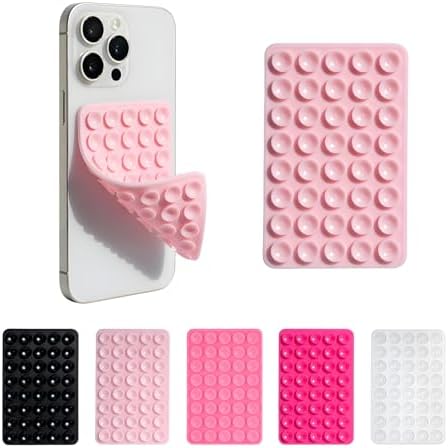 SHENGXIN 2 Pack Silicone Double-Sided Suction Grip – 40 Cups per Side, Strong Hold for iPhone, Galaxy, Pixel, Android – Hands-Free for Selfies & Videos(Chalk Pink) - Image 2