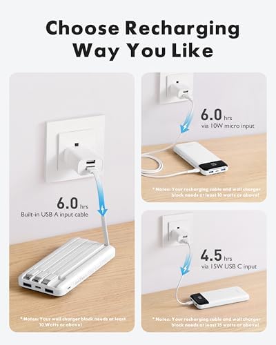 charmast Power Bank Portable Charger with Reinforced Built-in 4 Cables - Image 4