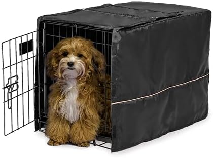 MidWest Homes for Pets XS Dog Crate Cover, Black Polyester Privacy Kennel Cover Fits Most 22-inch Crates, Machine Washable, Reduces Barking & Chewing by MidWestHomesForPets