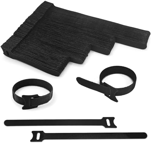 100pcs Reusable Cable Ties - Hook and Loop Straps for Cable Management - Adjustable Cord Organizer & Wire Ties for Electronics, Home, Office & Desk - 4 Sizes (8/6/5/4 Inch) by AIRUEEKLOVELIFE