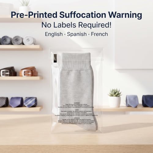 6" X 9" (1000 Count) Self Seal Clear Poly Bags with Suffocation Warning - Image 3