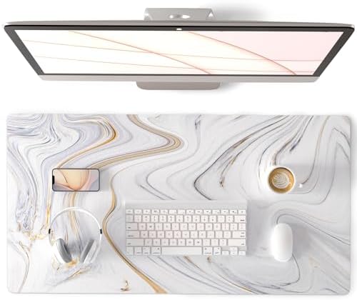 QiyI PU Leather Large Mouse Pad, Office Decor, 31.5" x 15.7", Grey Striped by QIYI