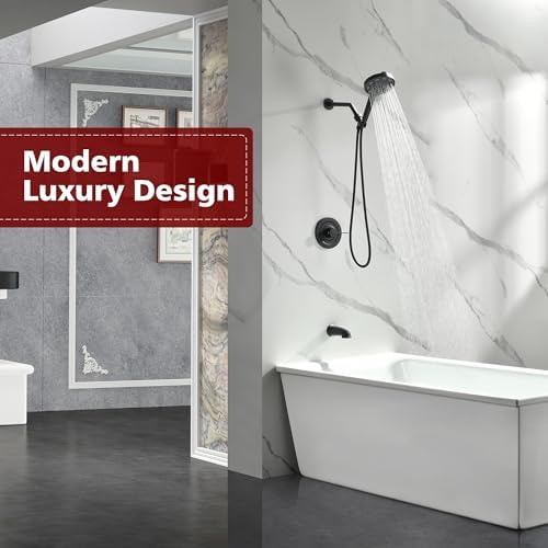 SUMERAIN Matte Black Shower System with High Flow Tub Spout - Image 3