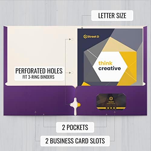 Better Office Products Two Pocket Portfolio Folders, 50-Pack, Purple, Letter Size Paper Folders, 50 Pieces, Purple - Image 2