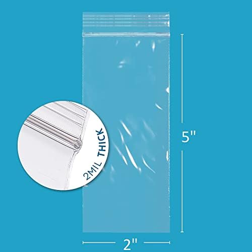 2" x 5" Small Zip Bags, 6000 Pack, 2 Mil, Reclosable Jewelry Bags, GPI POLY - Image 2