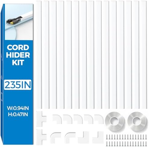 Yecaye 235in Wall Cord Hider for 2-3 Cords, W0.94in H0.47in, White by Yecaye