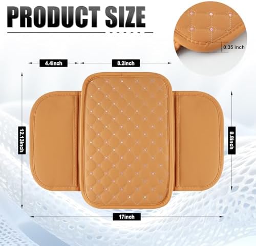 SINGARO Center Console Arm Rest Cover for Car, Middle Console Armrest Storage Box Cover, Interior Car Accessories for Women and Man Gifts Interior Sets (Orange) - Image 3