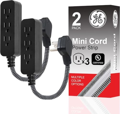 GE 3-Outlet Power Strip Mini Extension Cord with Multiple Outlets 5 Inch, 0.42 ft | 20 Pack by Unknown