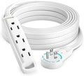 Maximm 15 Ft 360 Rotating Flat Plug Extension Cord, 3-Outlet, White, UL by MaximmCable