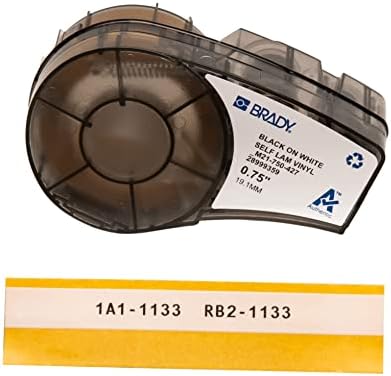 Brady Authentic (M21-750-427) Self-Laminating Wire Wrap for Control and Electrical Panels, Datacom Cable, Black on White- For M210, M210-LAB, M211, BMP21-PLUS and BMP21-LAB Printers, .75" W, 14' L by BradyCorp