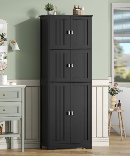 Tall Bathroom Storage Cabinet, 63" H Linen Floor Cabinet - Image 2