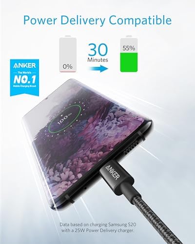 Anker USB C to USB C Cable, 60W Fast Charging Cable (2-Pack, 6 ft, Black) - Image 2