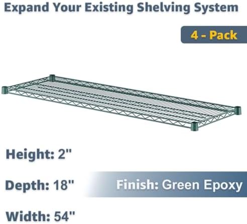 NSF Green Wire Shelf 4 Pack, 18" x 54" Commercial Replacement Shelves, 600 lb Capacity Each - Image 2