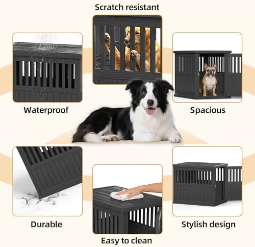 30 Inch Small Dog Crate Furniture, Black - Image 5
