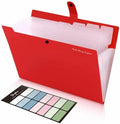SKYDUE 8 Pockets Expanding File Organizer, Expandable File Folders with Pockets, Portable Document Paper Organizer, A4 Letter Size Filing Folder, Snap Closure, Red by SKYDUE