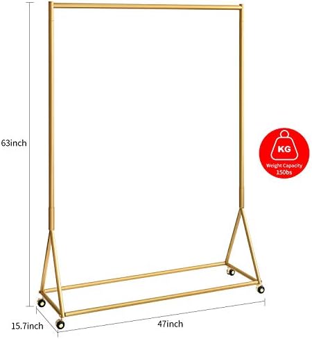 Gold Pipe Clothing Racks Freestanding, Modern Metal Clothes Rack Heavy Duty, Easy Assemble Clothing Rack for Hanging Boutiques and Bedroom 47" L - Image 5