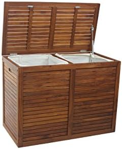 The Original Spa Double Teak Laundry or Storage Hamper by AquaTeak