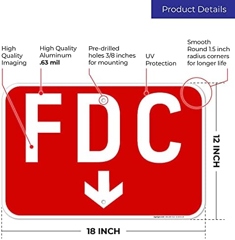 FDC Down Arrow Sign, Red Background, - Image 3