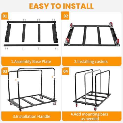 Folding Table Cart, Panel Cart with Swivel Wheels, Heavy Duty Planer cart with 1800LBS & 10 Table Capacity for Party, Banquets, Conferences, and Events - Image 5
