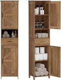 Homhedy 67" H Tall Bathroom Storage Cabinet with Barn Doors and Drawer by Homhedy