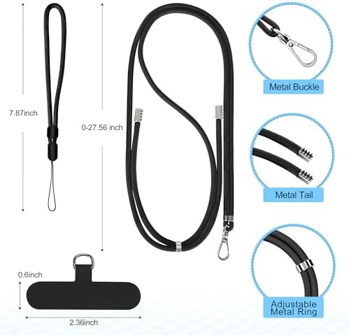 takyu Phone Lanyard, 2 Pack Soft Nylon Neck Strap Universal Cell Phone Lanyard and 2 Pack Phone Wrist Strap with Durable Pads for Most Smartphones-Black - Image 3