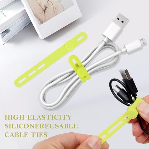 Donruby 30Pcs Silicone Cable Ties, Reusable Cord Organizer Straps, Green - Image 3