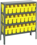 Quantum Storage Systems 1839-SB803YL Solid Heavy Duty 4 Shelves 24 Store-MAX Yellow Bins 39" H x 36" W x 18" D by QuantumStorageSystems
