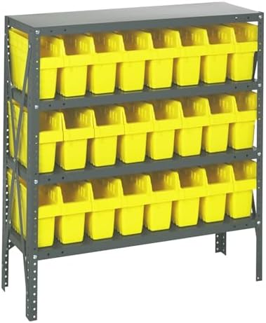 Quantum Storage Systems 1839-SB803YL Solid Heavy Duty 4 Shelves 24 Store-MAX Yellow Bins 39" H x 36" W x 18" D by QuantumStorageSystems