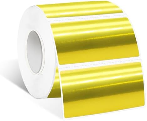 1.25" x 2.25" Gold Thermal Label Stickers,Waterproof Thermal Printer Sticker Labels for Gift Wrapping, Self-Adhesive Name Price Tag DIY Custom Logo Design (500 pcs,Gold) by Yeachlaing