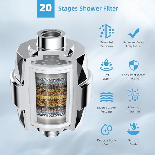 Hibbent 10'' Filtered Rain Shower Head with 16'' Extension Arm, Chrome - Image 3