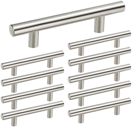 homdiy Cabinet Handles Brushed Nickel Cabinet Pulls - HD201SNB Cabinet Hardware 10 Pack 4in Hole Centers Cabinet Door Handles for Kithen Cabinets by homdiy