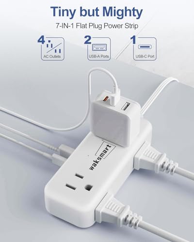 Flat Plug Extension Cord 5 Ft with 4 AC Outlets 3 USB Ports (5V/3.4A 17W) - Image 4