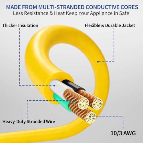 100ft Outdoor/Indoor Extension Cord with Lighted 10 Gauge Yellow - Image 3